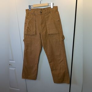 DICKIES Men Baggy Straight Pants Size 32x30 100% Cotton Tan Big Pockets